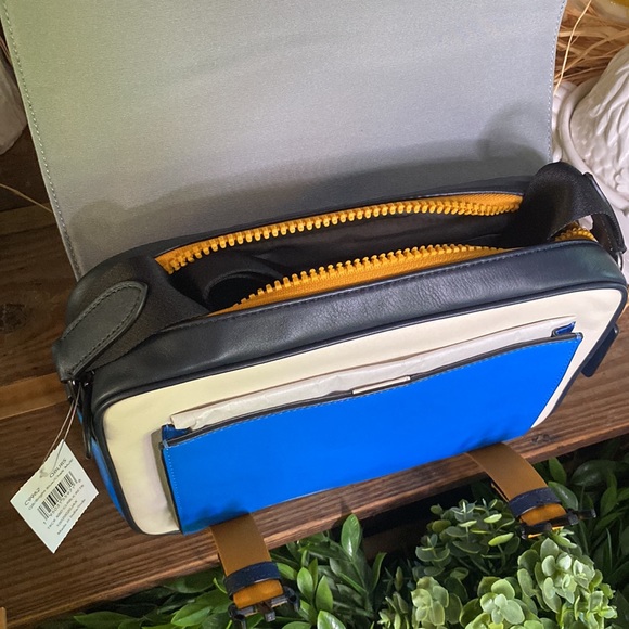 Coach Track Crossbody In ColorBlock with Coach Branding on Front Flap - Picture 7 of 16